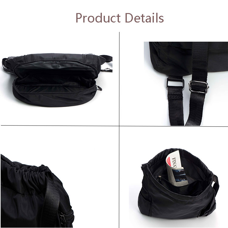 Black waterproof drawstring backpacks