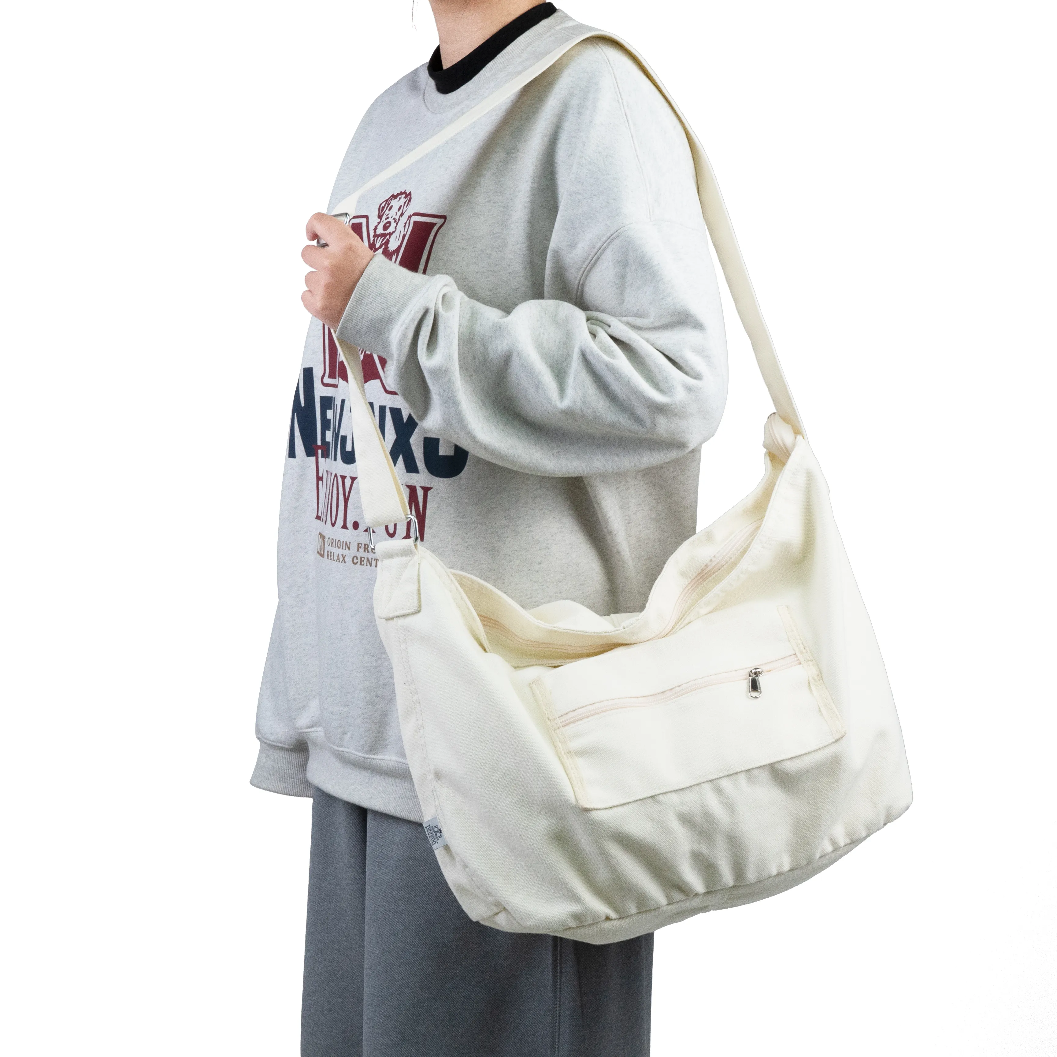 White Canvas crossbody bags