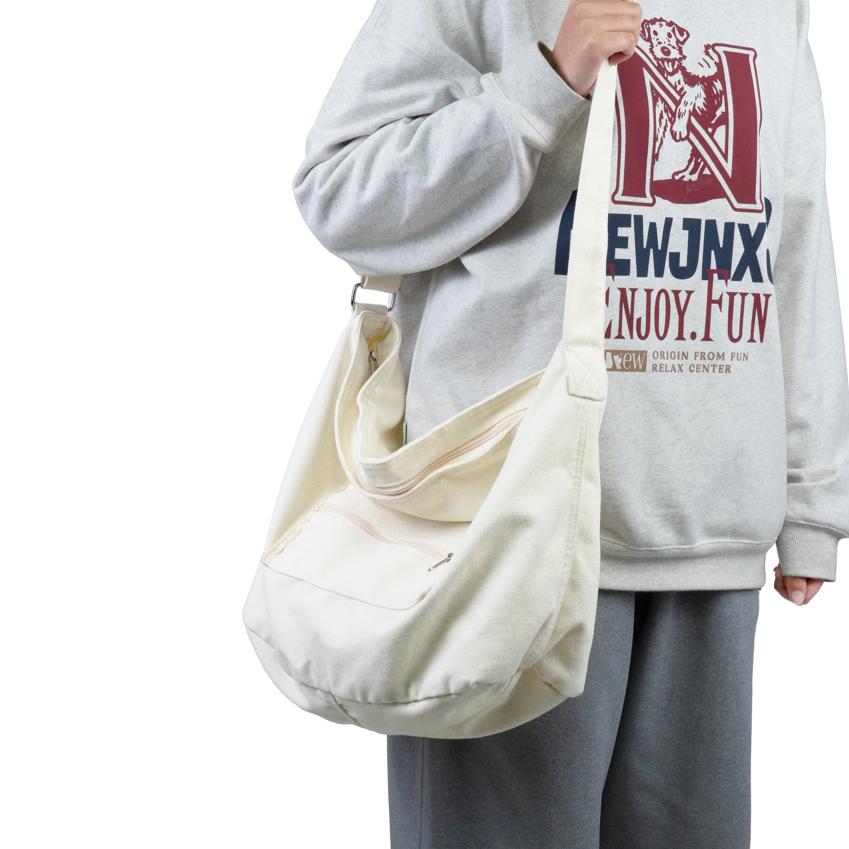 White Canvas crossbody bags