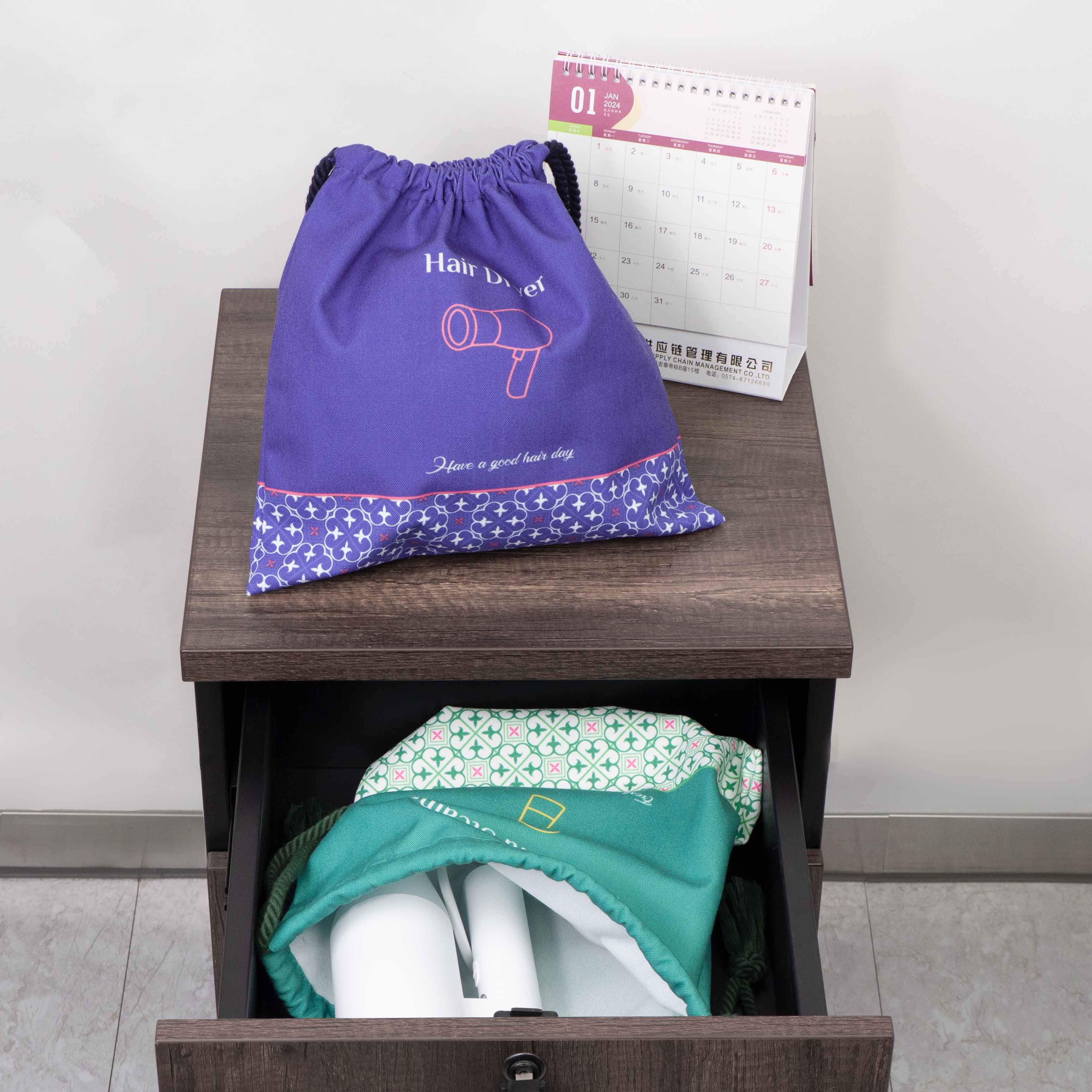 Cotton Hair Dryer Drawstring Bag 4