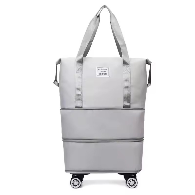 Gray rolling tote bag