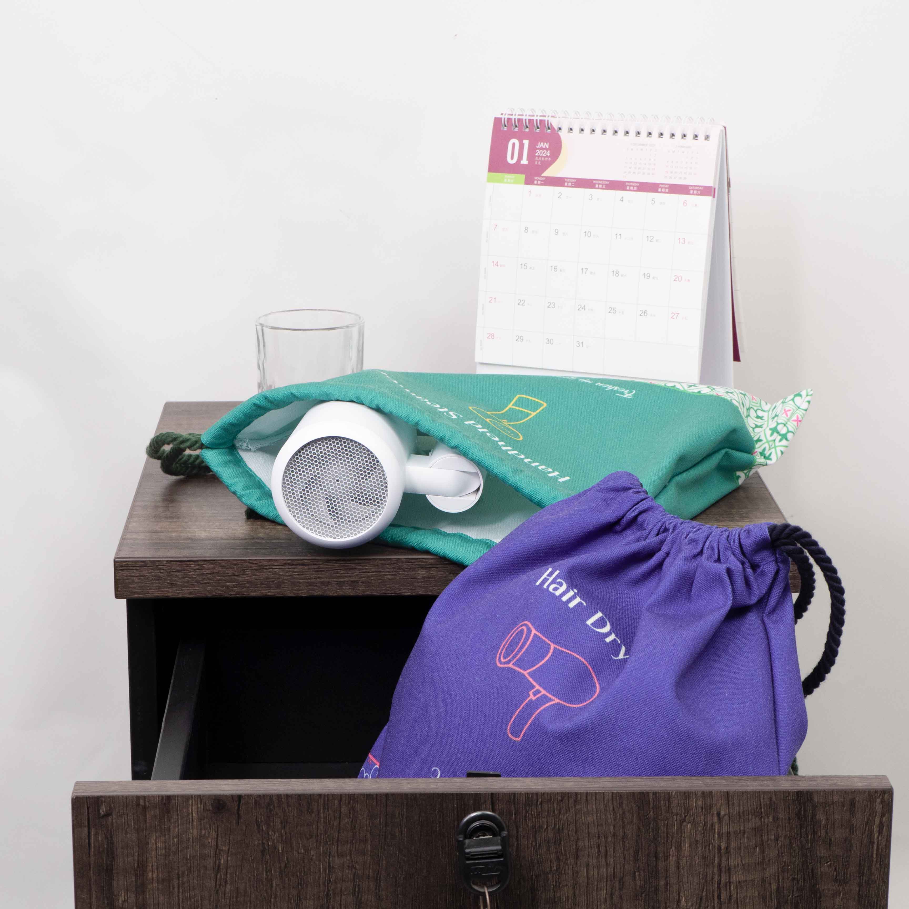 Cotton Hair Dryer Drawstring Bag 5