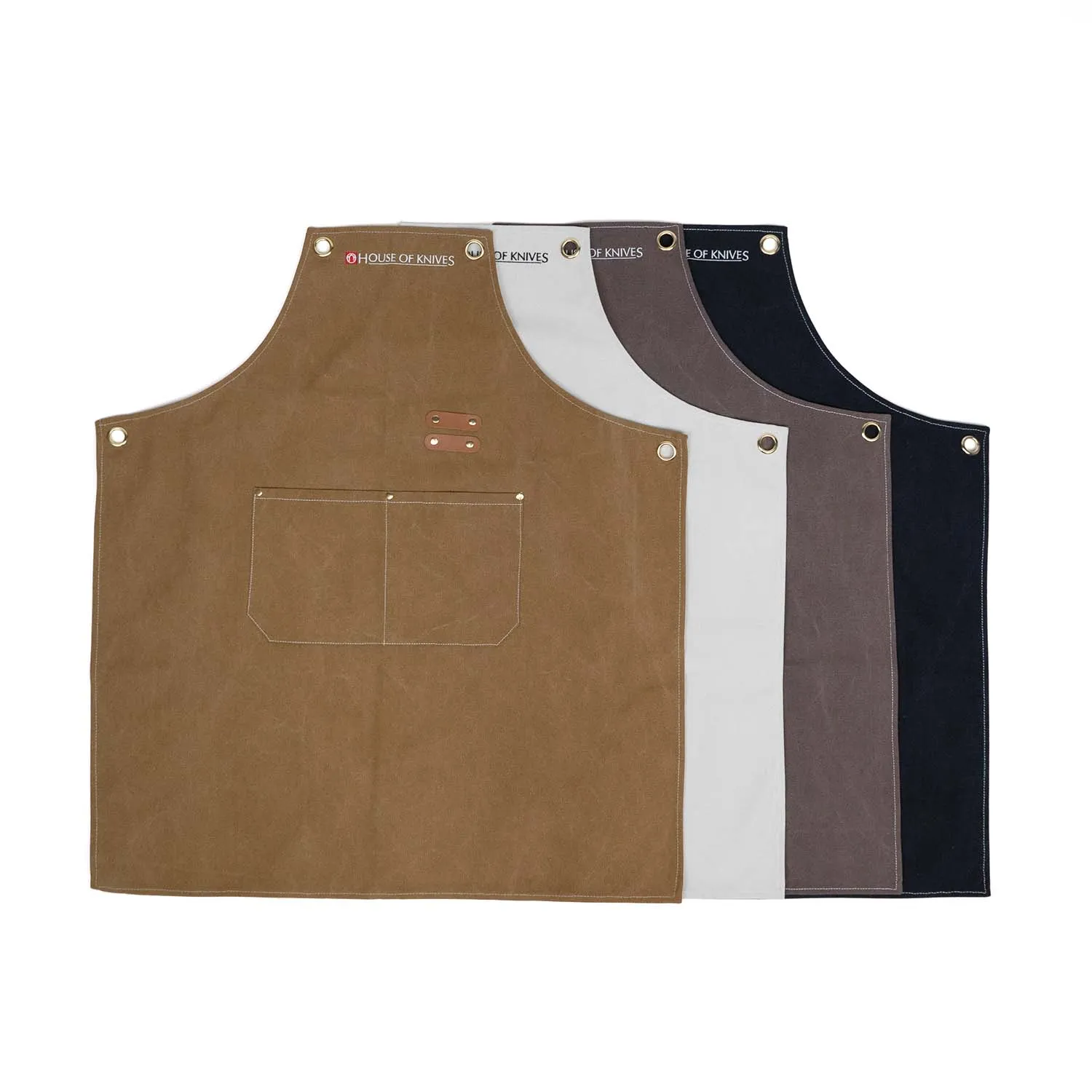 khaki,white,brown and balck apron
