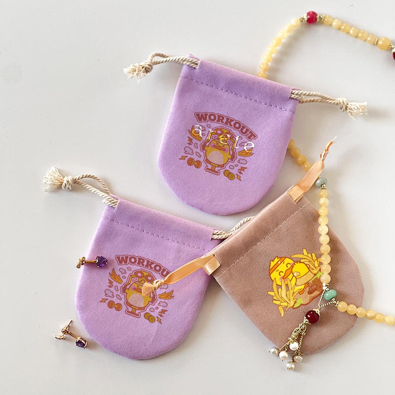 Purple and brown Velvet Pouch