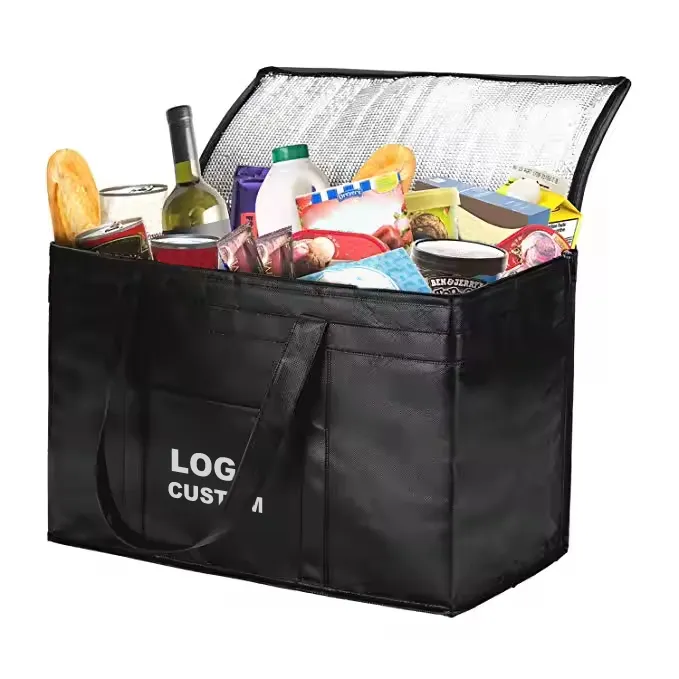 Black grocery cooler bag