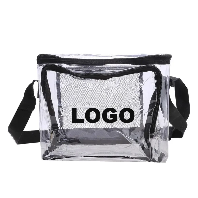 Clear lunch tote bag with black trim