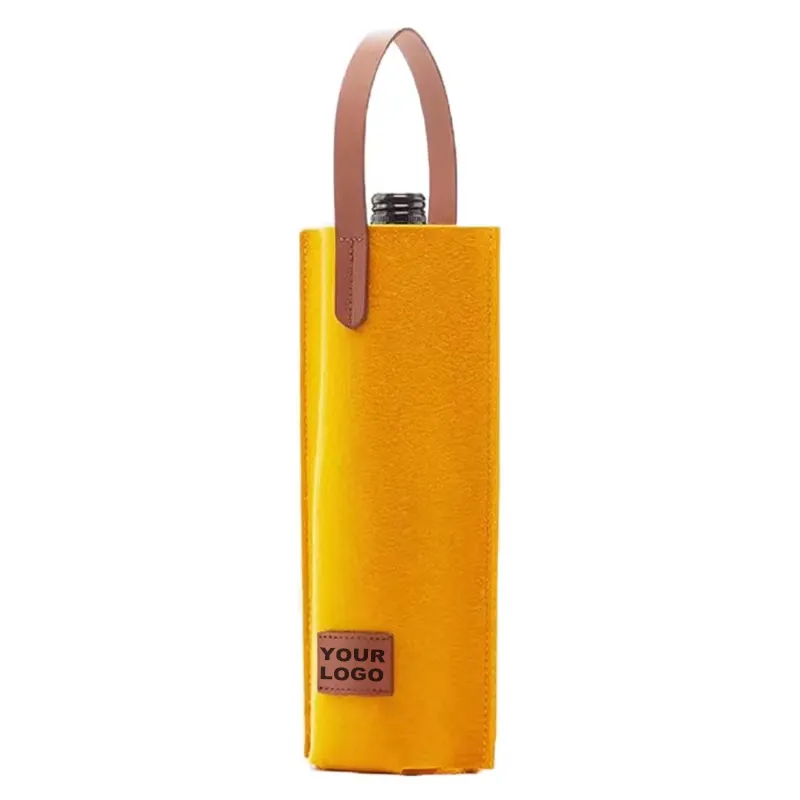 Yellow wine felt bag