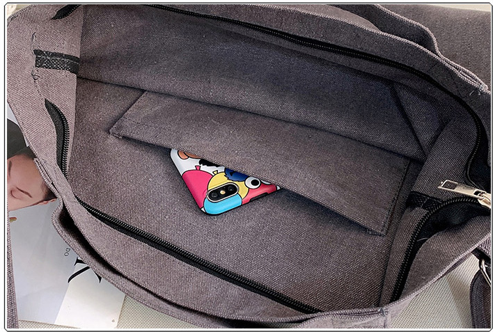 Letter Shoulder Canvas Tote Bag With Zipper 2