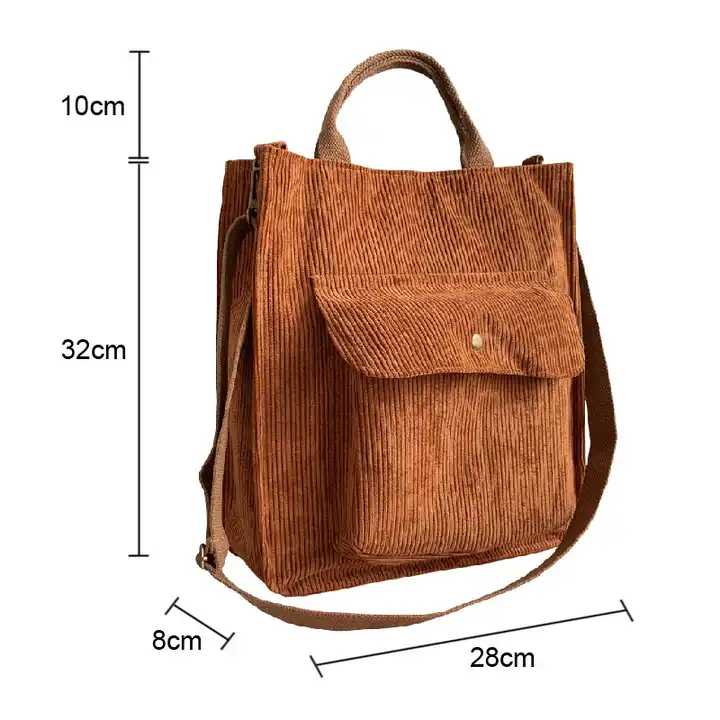 Corduroy Tote Bag With Pocket 1