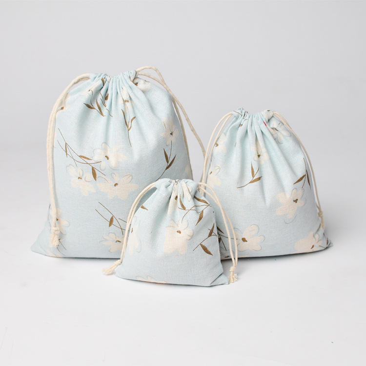 Customized Print Cotton Drawstring Bag 2