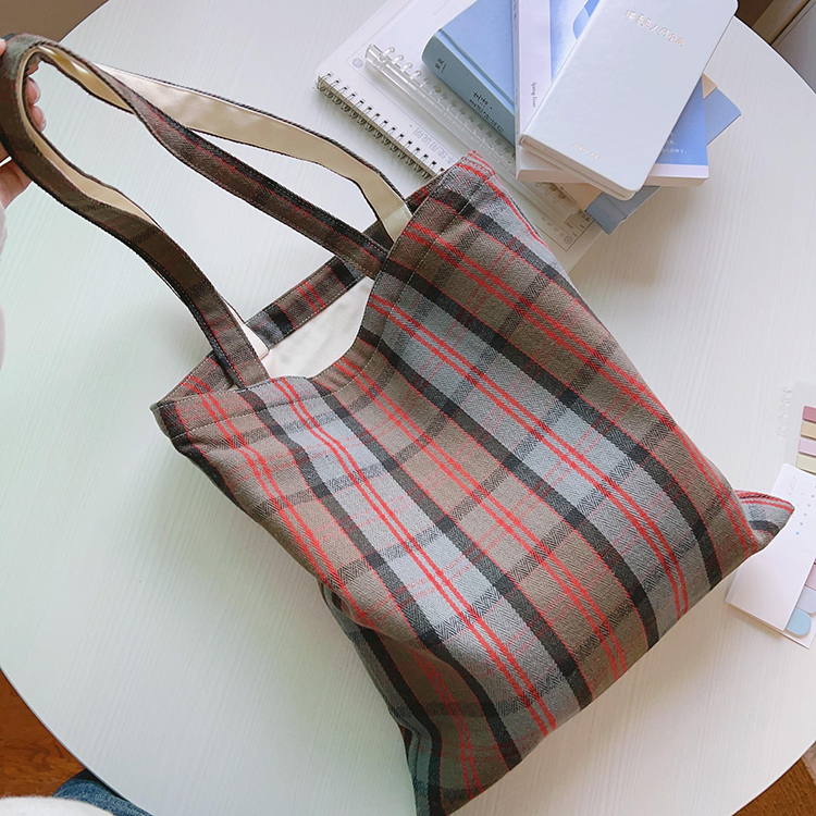 Check Canvas Tote Bag 3
