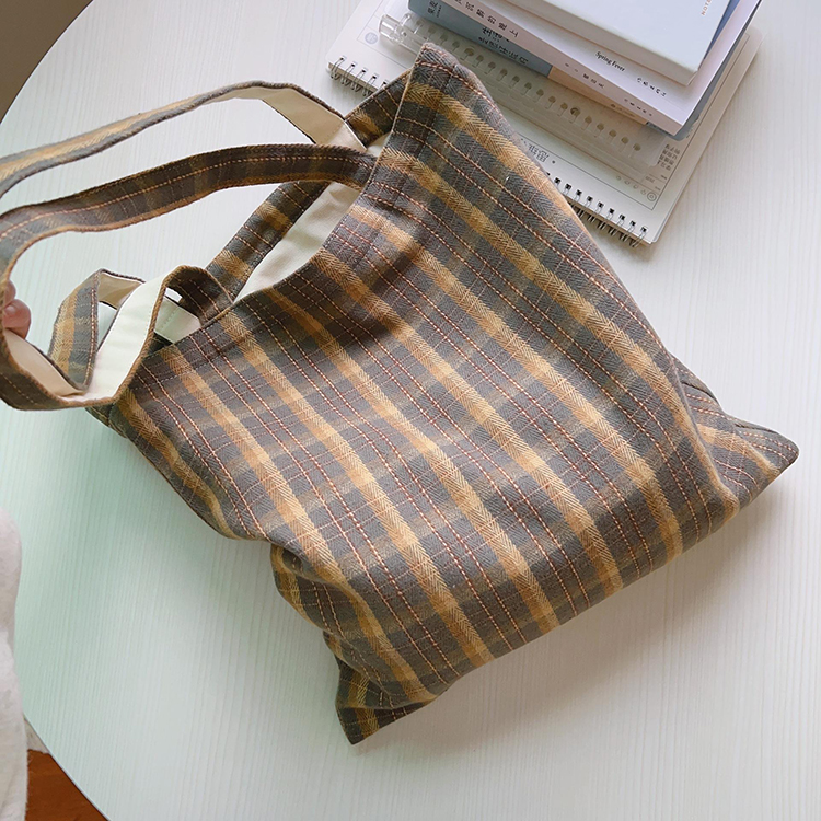 Check Canvas Tote Bag 5
