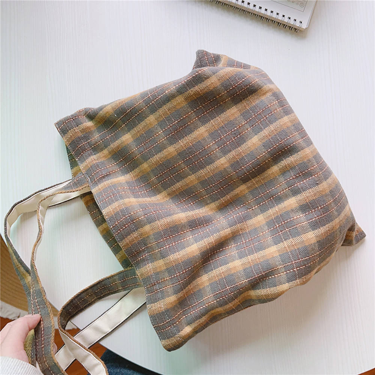 Check Canvas Tote Bag 8