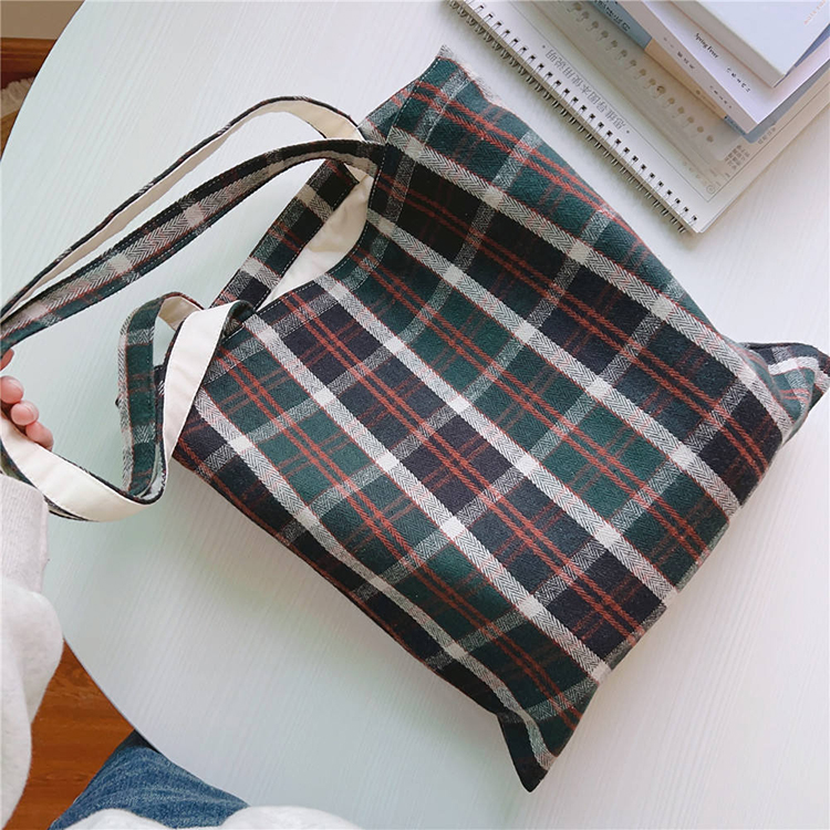 Check Canvas Tote Bag 10
