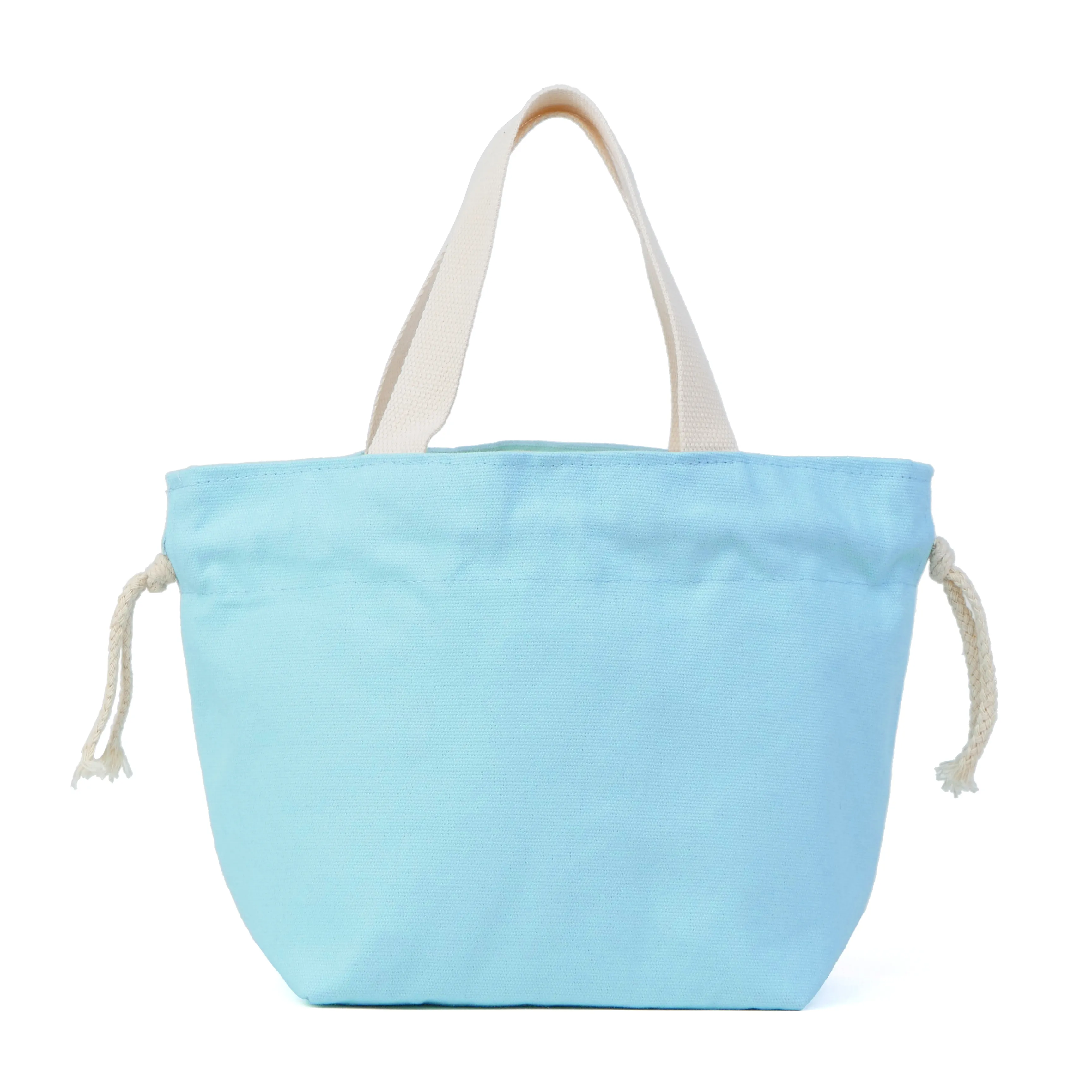 blue drawstring lunch bag